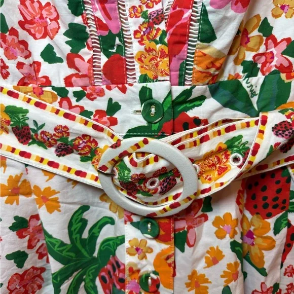 FARM Rio White Floral Belted Romper with Pink, Green & Yellow - Picture 2 of 7